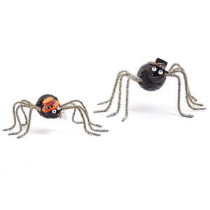 Spooky Halloween Sparkly Spiders Set of 2 NEW